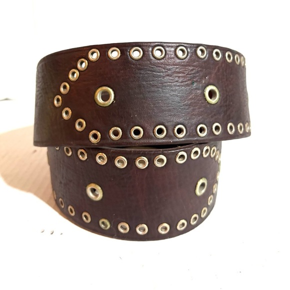 Mofit vintage Brown distressed Leather Belt with Silver Buckle tone main image 4